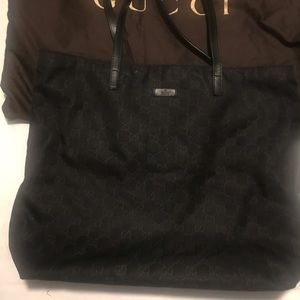 Gucci Canvas/Nylon Leather Tote